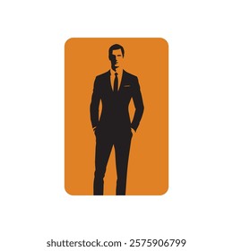 Formal Silhouette on a Bright Orange Background