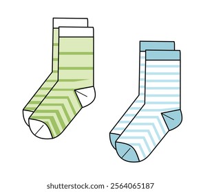 Formal socks flat drawing vector design mockup template.