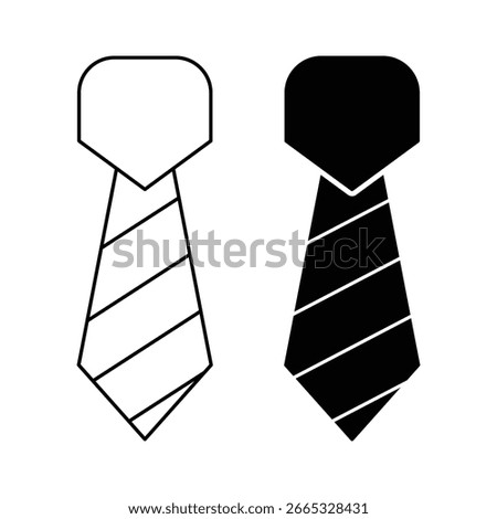 Formal striped necktie icon set vector illustration representing business office wear fashion accessory corporate dress code symbol minimal glyph outline.