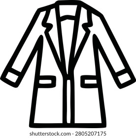 Formal suit jacket blazer coat with lapels. Professional outer garment attire apparel fashion icon. Simple black line drawing vector illustration for business outfit store retail.