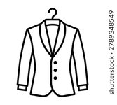 Formal suit jacket on a clothes hanger icon with clothing tailoring business professional wardrobe shopping
