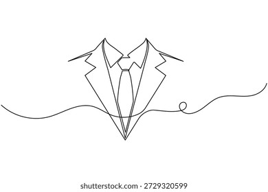 Jaqueta de terno formal e gravata gravata contínua um desenho de linha minimalista negócio ilustração vetor