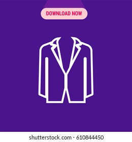Formal Suit Jacket Vector Icon, The outlined symbol of classic jacket. Simple, modern flat vector illustration for mobile app, website or desktop app   