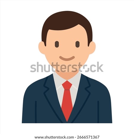 Formal suit man in simple flat vector, personal profile icon or symbol, people concept vector illustration.	