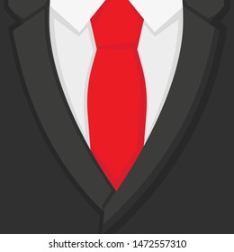formal suit and red tie in flat style