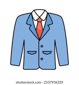 A formal suit, representing the grooms attire for the wedding