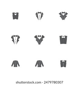 formal suit set vector, tuxedo, clothes icon sign