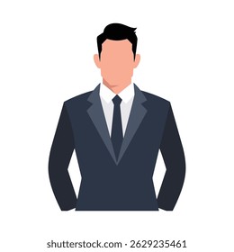 Formal Suit and Tie Icon, faceless Body Vector Art isolated white background