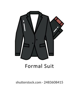 Formal Suit vector  Filled outline Design illustration. Symbol on White background EPS 10 File