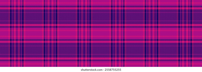 Formal textile check plaid, professional tartan fabric pattern. Paint background vector texture seamless in pink and indigo colors palette.