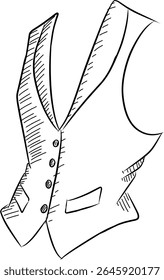 Formal vest vector sketch line art hand drawn illustration