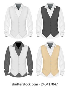 Formal wear for men. Dress shirt with waistcoat. Vector illustration.