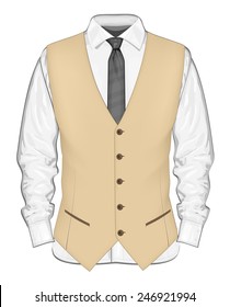 Formal wear for men. Dress shirt with waistcoat. Vector illustration.