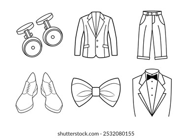 Formal Wear Vector Line Art Bundle with Elegant Attire