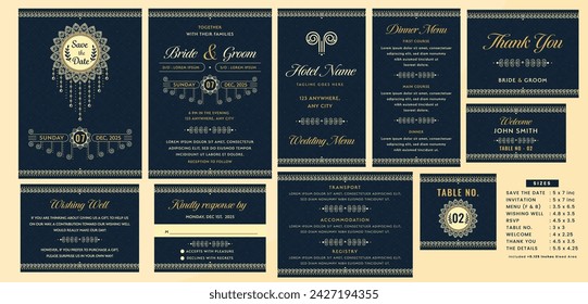 Formal Wedding Stationery Template Set for a Vintage Wedding.