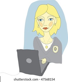 Formal woman working with notebook