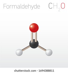 Formaldehyde CH2O Structural Chemical Formula and Molecule Model. Chemistry Education Vector Illustration