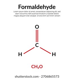 Formaldehyd, organische Verbindung, Formel der Molekülstruktur, geeignet für den Unterricht oder für den Inhalt der Chemie. Vektorgrafik