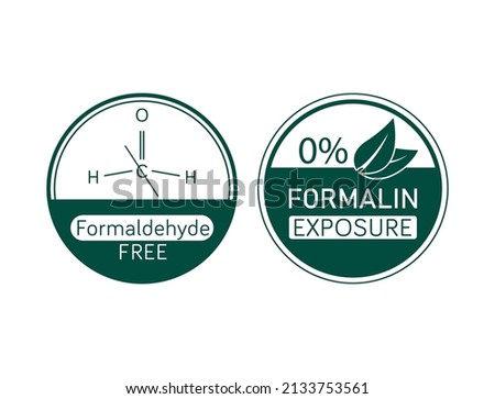 Formaldehyde-free and 0 Formalin exposure icon, logo vector illustration 