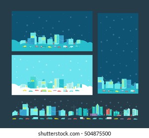 Format card for congratulation with Christmas letter. Winter city