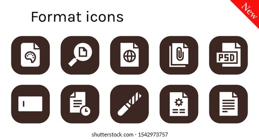 format icon set. 10 filled format icons.  Simple modern icons about  - File, Psd, Type