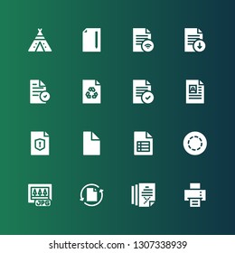 format icon set. Collection of 16 filled format icons included Printing machine, File, Jpg, Gif, Tipi