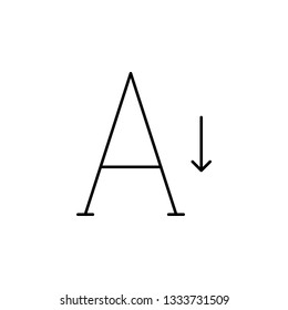 format, size, smaller, text icon. Element of text and sign for mobile concept and web apps icon. Thin line icon for website design and development on white background