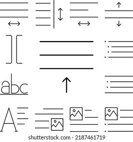 formato, icono de texto en una colección con otros elementos
