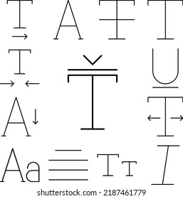 Format, Text, Zeichen-Symbol in einer Sammlung mit anderen Elementen
