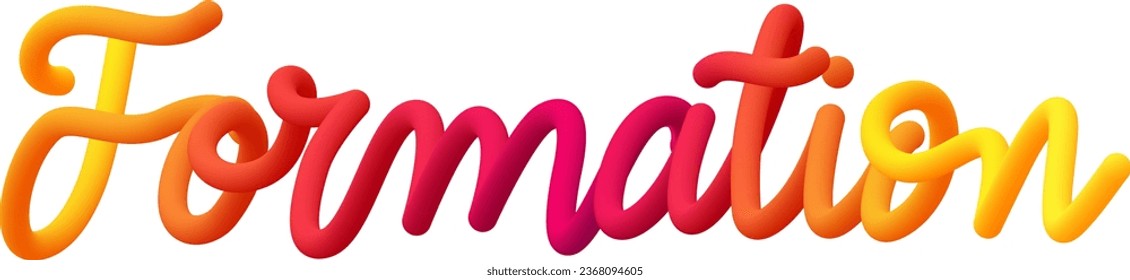 Formation fluid text with dynamic curved lines made of blended colorful circles. Vector illustration.