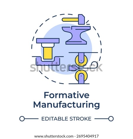 Formative manufacturing multi color concept icon. Deformation based fabrication. Substance reshaping technology. Round shape line illustration. Abstract idea. Graphic design. Easy to use in