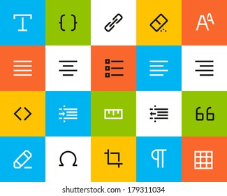 Formatting and editing icons. Flat style