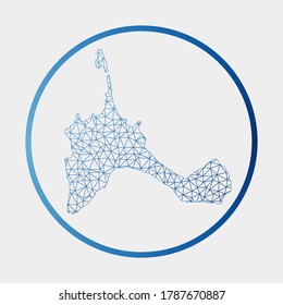 Formentera icon. Network map of the island. Round Formentera sign with gradient ring. Technology, internet, network, telecommunication concept. Vector illustration.