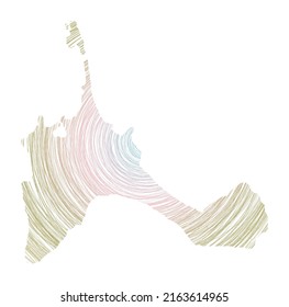 Formentera map filled with concentric circles. Sketch style circles in the shape of the island. Vector Illustration.