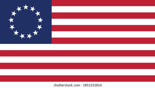 Former American Historic Vector Betsy Ross Flag of the United States between 1777 and 1795 (13 stars) svg