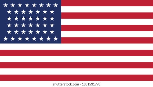 Former American Historic Vector Flag of the United States between 1891 and 1896 (44 stars)