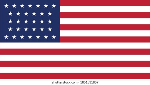 Former American Historic Vector Flag of the United States between 1858 and 1859 (32 stars)