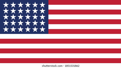 Former American Historic Vector Flag of the United States between 1848 and 1851 (30 stars)