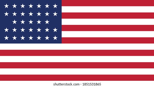 Former American Historic Vector Flag of the United States between 1859 and 1861 (33 stars)