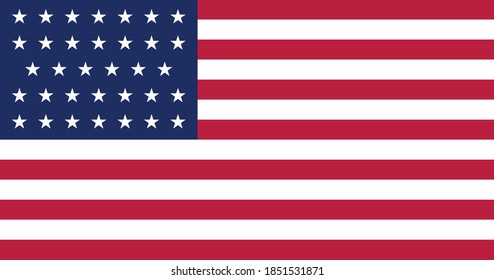 Antigua bandera vector histórico estadounidense de Estados Unidos entre 1861 y 1863 (34 estrellas)
