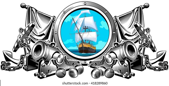 Former naval concept. Vector illustration. Graphic arts