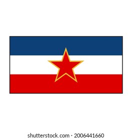 Former Socialist Federal Republic Of Yugoslavia Flag Rectangle Button Vector Icon