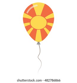 Former Yugoslav Republic of Macedonia national colors isolated balloon on white background. Independence day patriotic poster. Flat style National day vector illustration.