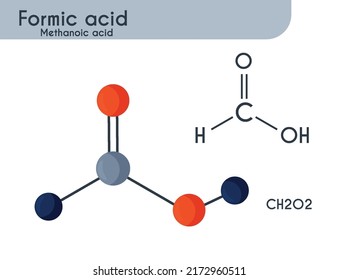 Formic Acid. Molecule Structure. Carbonous acid. Formylic acid. Hydrogen carboxylic acid.  vector illustration