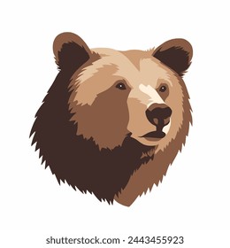 Formidable Grizzly Bear Flat Vector Art Wildlife, Animal, Predator, Bear, Icon.