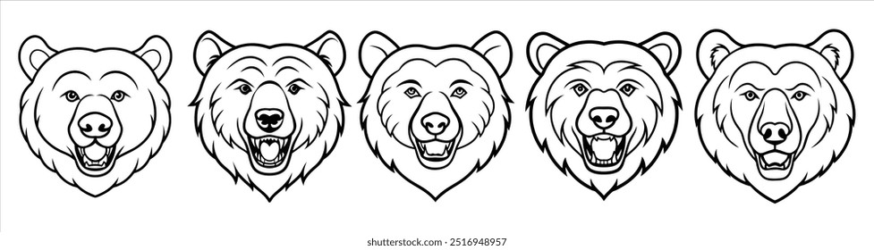 Formidable Grizzly Bear Head Line art