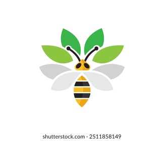 forming bee and flower abstract logo design template illustration