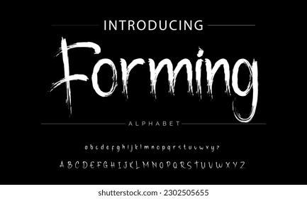 Forming vector brush style font, alphabet, typeface