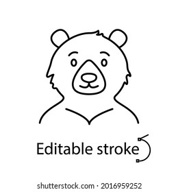 Formosan bear outline icon. Taiwanese endemic animal. Oriental custom. Asian item. Customizable linear contour symbol. Editable stroke. Isolated vector stock illustration