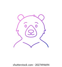Formosan bear outline icon. Taiwanese endemic animal. Oriental custom. Asian item. Purple gradient symbol. Isolated vector stock illustration